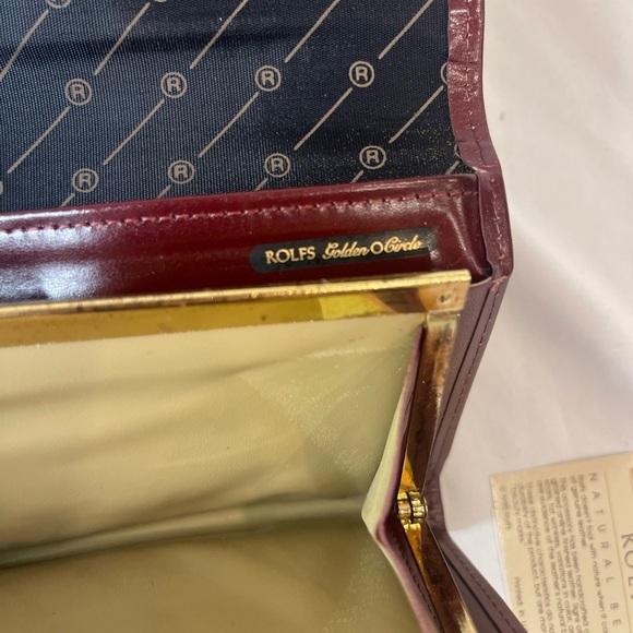Rolfs Cowhide Vintage Leather Wallet Trifold W/Purse Clasp Gold Accent - Picture 9 of 13